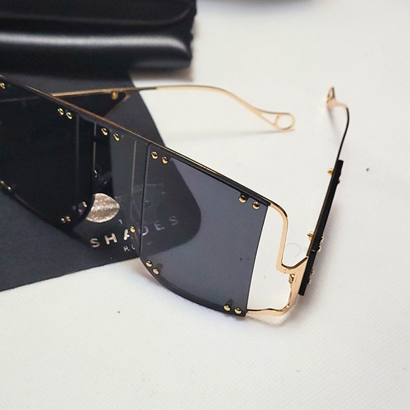 2FOR$30 BRAND NEW TRANSPARENT LENS  GOLD FLAT TOP FRAME SUNGLASSES +Case - Picture 3 of 5